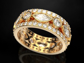 boda anillos marquesa joyería joya impresión 3dprinted imprimible diseño anillo dorado moda oro prototipos plata 3d print model - Mito3D