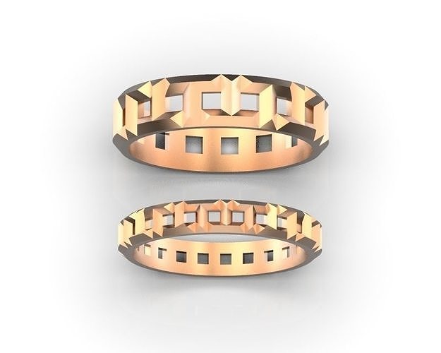 Boda anillos conjunto joyería joya anillo bandas banda 3D print model - Mito3D