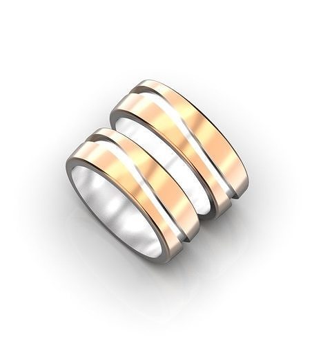 wedding rings set matching bands tone ring jewelry gold band bridal 3D print model - Mito3D