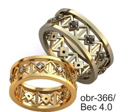 mariage anneaux pierres ensemble 001 or bijoux feuilles 3d modèle diamant naturel exclusif gemme calcul bague brillant coupes imprimable 3d print model - Mito3D