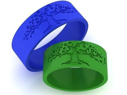 nozze anelli albero vita gioielleria foglie modello stampabile squillare cad gemme femmina donne esclusivo stl obj moda oro Stampa 3d print model - Mito3D