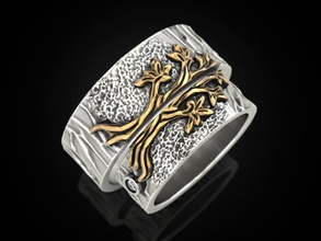 anelli di nozze albero v2 autentici impressionante band diamante gioielli stampabile il design anello d'oro printabl la stampa oro prototipazione argento matrimonio l'annerimento texture 3d print model - Mito3D