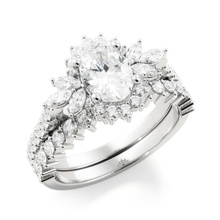 mariage ensemble ovale centre calcul r0003 bijoux imprimable 3dmodeling engagement bague bande rendus diamant anneaux 3d print model - Mito3D