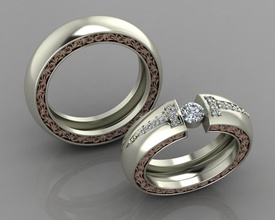nozze impostato anelli gioielleria squillare argento stampabile diamante gioiello Fidanzamento sterlina platino moda brillante bellezza oro dito 3d print model - Mito3D