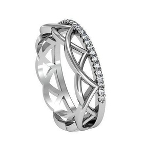 mariage ondulé bande bijoux argent or bague diamant mode engagem brillant imprimable beauté engagement vêtements anneaux 3d print model - Mito3D