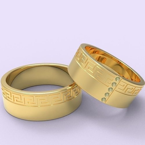 mariage anneaux bague bijoux or diamant argent gemme platine 3D print model - Mito3D
