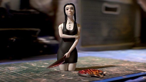 mercoledì adams merlino figurina giocattolo d'arte artogeneo 3dprint ragazza coltello arte sculture 3d print model - Mito3D