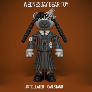 wednesday addams - print-inplace bear beartoy adams family adamsfamily toy wednesdaytoy games toys 3d print model - Mito3D