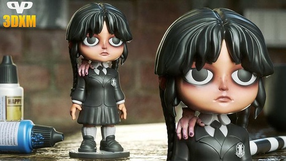 mercoledì Addams chibi stl 3d stampa chibista 3dxm meraviglia unito homebrew Giochi giocattoli 3d print model - Mito3D