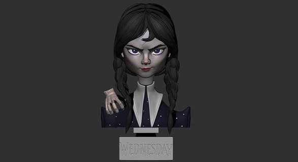 wednesday addams netflix family character art sculptures hand miniatures movie figurines addamfamily games toys sculpture anime stylized 3d print model - Mito3D