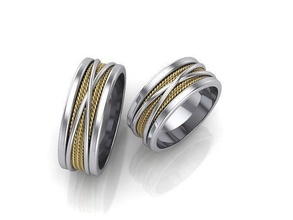 diserbo bande squillare oro matrimonio gioielleria moda anelli 3d print model - Mito3D
