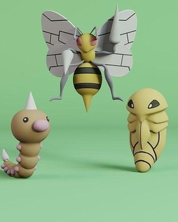 weedle line game toy action pokemon anime japan tokio cartoon art manga cute home collectible sculpture character kakuna beedrill games toys 3d print model - Mito3D