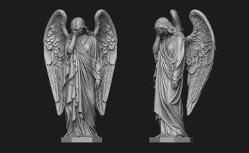 weinend engel statue flügel skulptur friedhof grabstein tod religion religiös katholisch cnc beten christian schmuck porträt jesus klassisch kunst skulpturen 3d print model - Mito3D