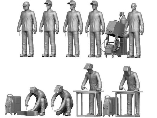 kaynakçılar maskeler 3d baskı stl kaynakçı çalışma sınıf zor çalışan inşaatçı gaz silindir elektrik argon kaynak inşaat minyatür maske meslek oyunlar oyuncaklar 3d print model - Mito3D