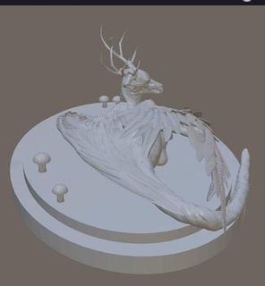 Wendigo modèle sculpture 3dprint ailes animal cryptid statue plaque bois monstre art sculptures 3d print model - Mito3D