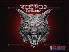 Werwolf Heulen Aktion Zahl Kopf Bildhauerei Halloween Desktop Grusel Design Wolf Monster 3d print model - Mito3D