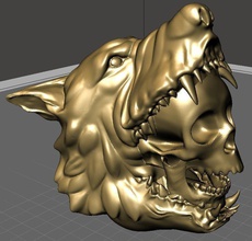 werewolf transition walkingstick cane staff skull art sculptures 3d print model - Mito3D