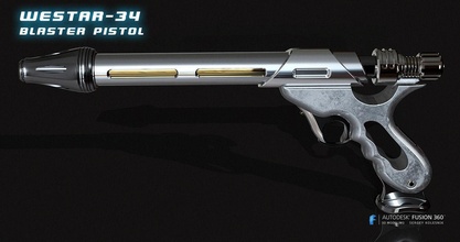 westar-34 blaster westar 34 pistol bounty hunter jango fett starwars props scalemodel jedi laser games toys 3d print model - Mito3D