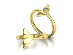 whale tail fashion ring rings 3dmodel tails ocean jewelry cad usa canada europe uk israel australia fish women printable lucky sea united gold 3d print model - Mito3D