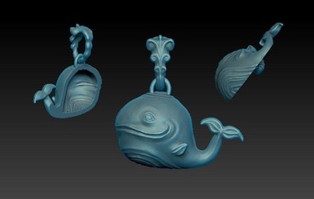 whale jewelry pendant art shape animals fish nature sea ocean printable pendants 3d print model - Mito3D