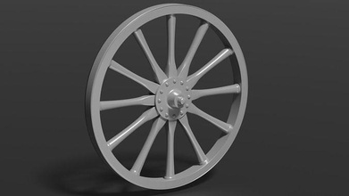 roue 3d impression art antique véhicule rétro acier pneu métal bois simplicité voiture loisir DIY mécanique pièces 3d print model - Mito3D