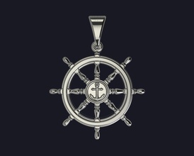 wheel anchor pendant 2 variants included jewelry sea ocean necklace pendants 3d print model - Mito3D