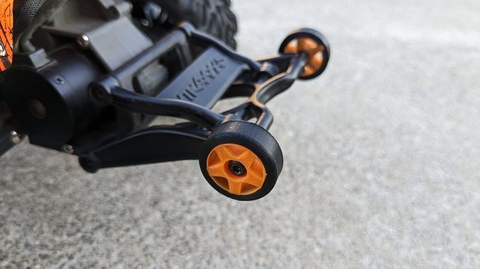 wheelie bar wheels traxxas rustler stampede bandit 2wd vxl rc rccars car truck 3dprinting hobby diy automotive 3D print model - Mito3D