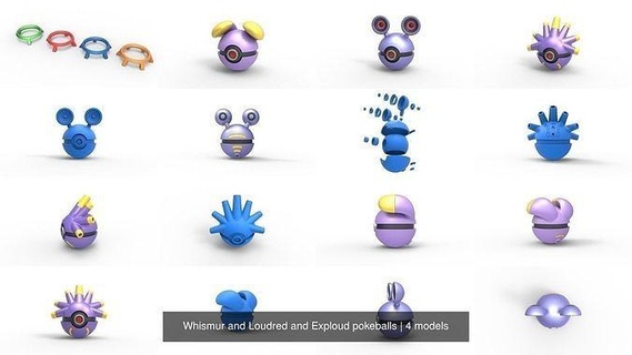 whismur lautrot explodieren Pokeballs Pokeball Pokémon drucken druckbar Anime Hobby DIY 3d print model - Mito3D