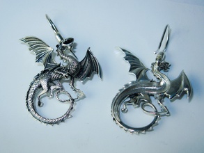 whitby wyrm dragon earrings jewelry mystical apocalyptic apocalypse beast creature 3d print model - Mito3D