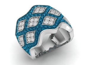 bianca blu diamante signore mano moda gruppo musicale gioielleria nozze squillare brillante argento oro bellezza Fidanzamento gioiello gemma stampabile 3d print model - Mito3D