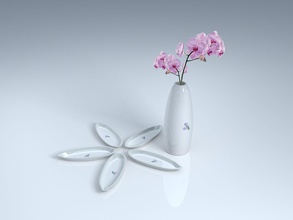 en céramique blanche orchidée plat modèle 3d maison blanc la de d'argent noir fleur bol salon-cuisine design d'intérieur arts table nature imprimable joyau flore rose plaque cuisine à manger 3d print model - Mito3D
