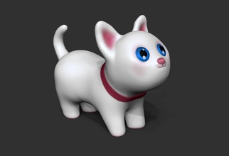 white cute cat - 3d printable model stl catlover 3dmodel kitten animal cartoon stylized 3dprint toy meaw puss dog games toys 3d print model - Mito3D