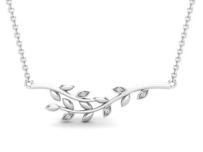 white diamond ladies leaf-vine pendants necklace jewelry chain gold brilliant pendant gem luxury fashion beauty sterling platinum silver brillant apparel leaf vine printable cad 3d print model - Mito3D