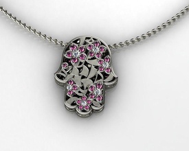 white gold diamond hamsa pendant jewelry silver gemstone ruby platinum sapphire pendants 3d print model - Mito3D