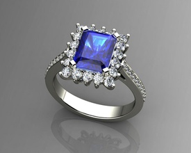 in oro bianco taglio smeraldo anello di fidanzamento gioielli matrimonio diamante disco platino gemma brillante zaffiro emerald anelli 3d print model - Mito3D