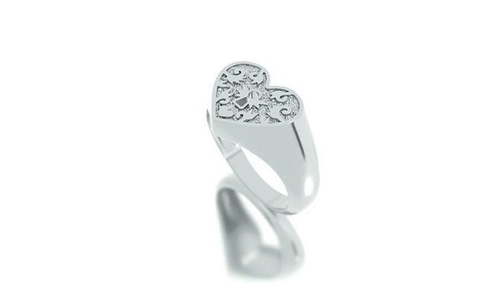 white gold heart shape ring keyhole jewelry printable diamond wedding cad silver jewellery jewel solitaire platinum delicate brilliant 3dprint sterling gift rings 3d print model - Mito3D