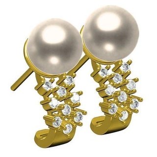 white pearl diamond earring gold silver antique fashion 3d cad design yellow nose pin jewellery beauty sterlling jewel gems classic jewelry earrings 3d print model - Mito3D