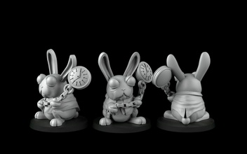 white rabbit alice in wonderland fun funny blood bowl mace fantasy football crazy mascotte character rpg frack clock chain printable games toys game accessories 3d print model - Mito3D