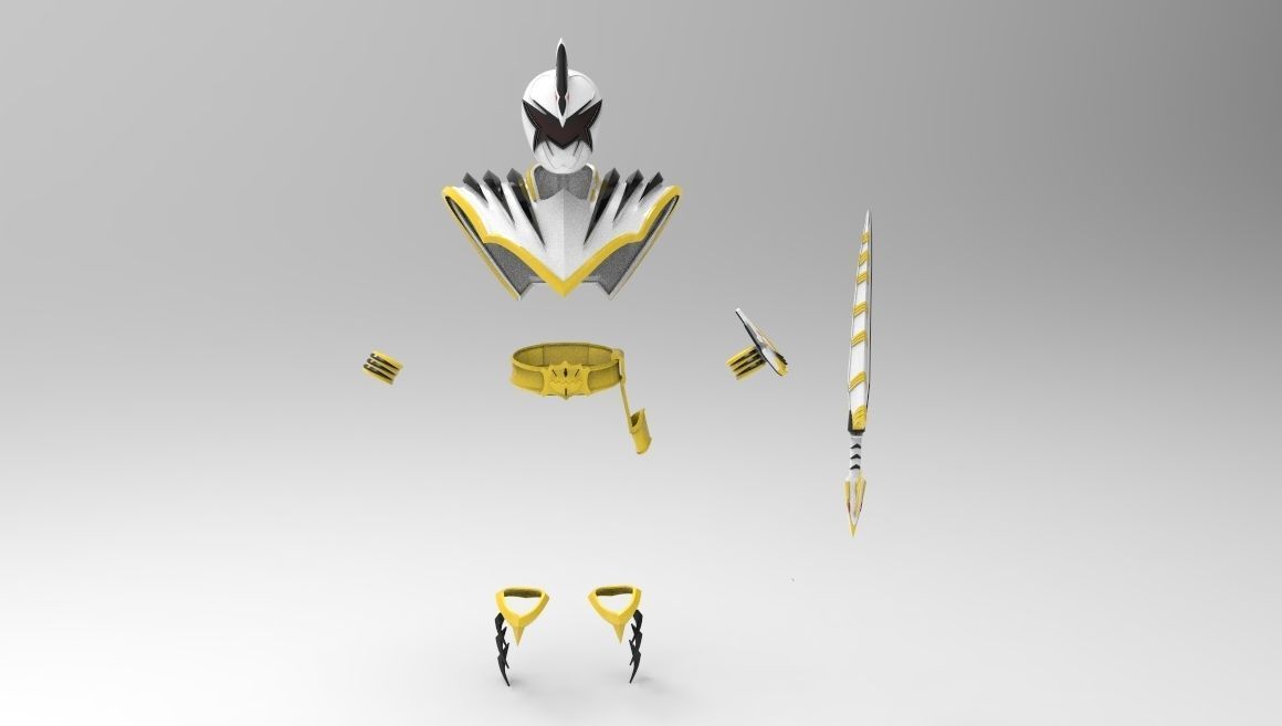 bianca ranger dino tuono armatura completare spada morpher energia drago cosplay passatempo fai 3D print model - Mito3D