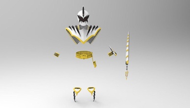 branco guarda dinossauro trovão armaduras completo espada morpher dragão cosplay passatempo faça 3d print model - Mito3D
