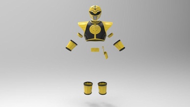 white ranger mmpr suit 3d print power armor helmet printable shield cosplay props powerrangers games toys game accessories 3d print model - Mito3D