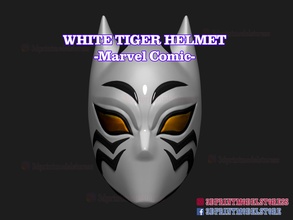 white tiger marvel cosplay helmet - halloween costume mask hero superhero comic ironman spiderman cutom games toys 3d print model - Mito3D