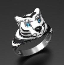 white tiny tiger ring animals enamel silver gold sterling gift jewelri fashion other printable gem jewelry beauty luxury rings 3d print model - Mito3D