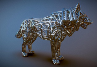 white wolf standing games-toys wild beast animal rare predator zoo spirit 3d geometric models print printed geometry parametric design unique xeebone polar games toys 3d print model - Mito3D