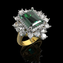 blanc bague or jaune emeraude diamants bijoux gem carat brillant en diamant les anneaux 3d print model - Mito3D