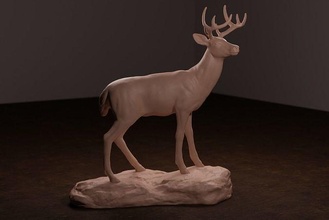 weißwedel hirsch skulptur jagd tierwelt elch bock geweih damhirschkuh wild antilope säugetier jäger kunst skulpturen 3d print model - Mito3D