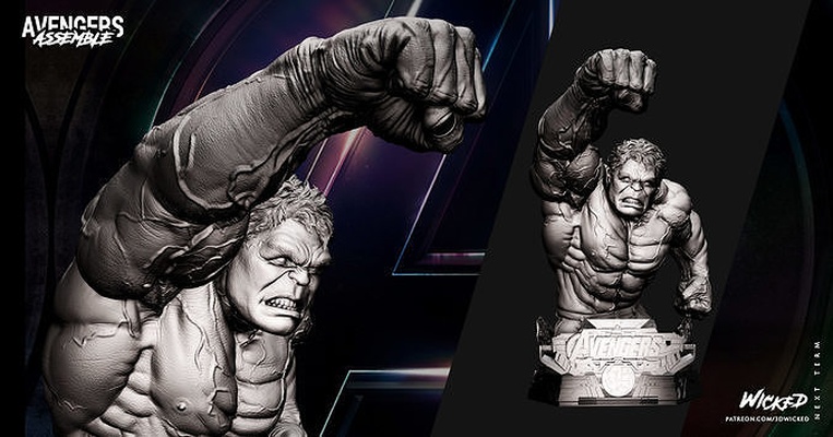 wicked hulk bust avengers diorama ready 3d printing 3dmodeling 3dart anime sculpture 3dprinting art sculptures 3dprinter character dccomics figurines filestl hulk2008 man marvelcomics 3d print model - Mito3D