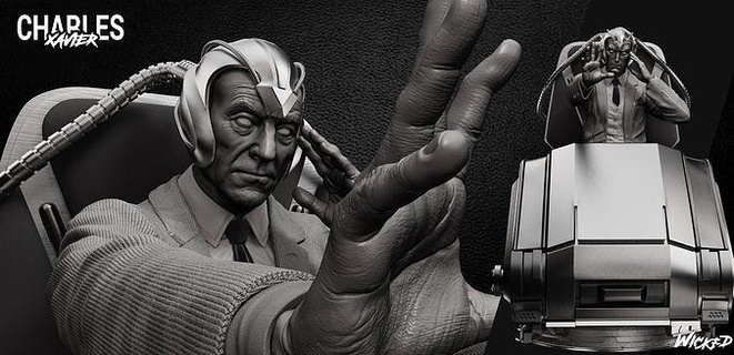 wicked marvel charles xavier sculpture ready 3d printing 3dmodeling 3dart 3dprinting art sculptures 3d print model - Mito3D