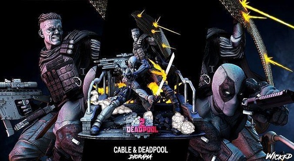 wicked marvel deadpool cable diorama complete 3dmodeling 3dart sculpture 3dprinting art sculptures 3d print model - Mito3D