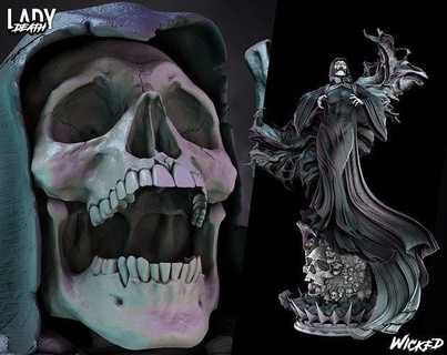 wicked marvel lady death sculpture ready 3d printing 3dmodeling 3dart 3dprinting art sculptures 3d print model - Mito3D